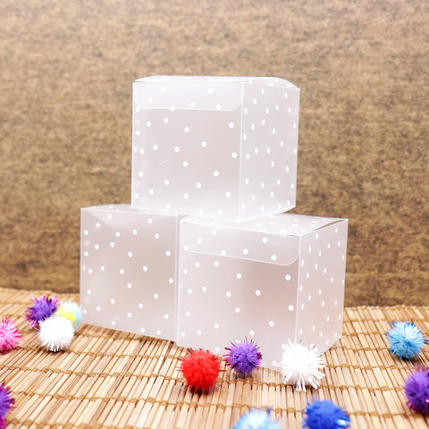 10 pièces PVC carré Transparent clair point boîte à bonbons chocolat paquet cadeau boîte Cube pour mariage anniversaire fête de noël décor ► Photo 1/6