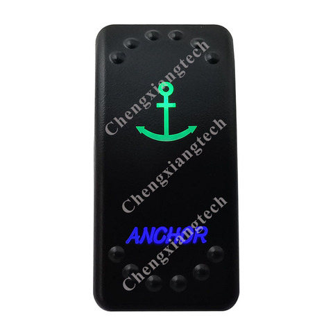 Ancre vers le haut vert et vers le bas bleu Led interrupteur à bascule 5 broches SPST ON/OFF 12V 24V pour voiture de bateau marin étanche ► Photo 1/6