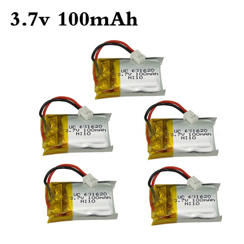 5 batteries li-po 100mah / 120mah 3.7v 20c pour Cheerson CX10 CX-10 CX-10A RC, pièces d'hélicoptère 3.7V 100mah 651620 ► Photo 1/1