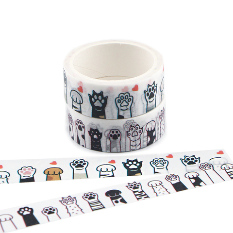 Ransitute – bande adhésive Washi avec empreintes de chat et de chien, dessin animé mignon, étiquette pour Scrapbooking, masquage, cadeau, R835 ► Photo 1/6