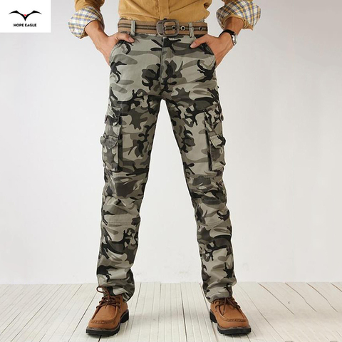 Pantalon Cargo pour homme, couleur vert armée, mode Cargo, entrejambe, Patchwork, facile à laver, style Camouflage, 38, collection 2022 ► Photo 1/6