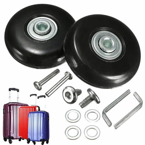 Roues de rechange en caoutchouc pour valise noire, accessoires de réparation essieux, 2 pièces, 40mm/54mm/60mm/64mm/80mm ► Photo 1/6