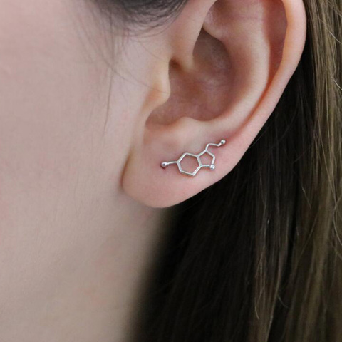 Oly2u-boucles d'oreilles à la mode avec molécule sérotonine, accessoires d'oreille, Structure chimique, pendentifs géométriques pour femmes et enfants ► Photo 1/6