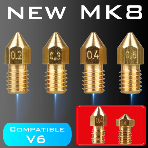 LERDGE 3d imprimante pièces nouveau MK8 buse impression extrudeuse Hotend 1.75mm laiton cuivre 0.2 0.3 0.4 0.5 accessoires Makerbot ► Photo 1/6