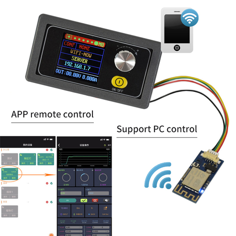 Convertisseur CC CC CV, Module d'alimentation, tension d'alimentation régulée réglable, ammètre 80W, 0.6-30V 5A, APP PC de communication WIFI ► Photo 1/6