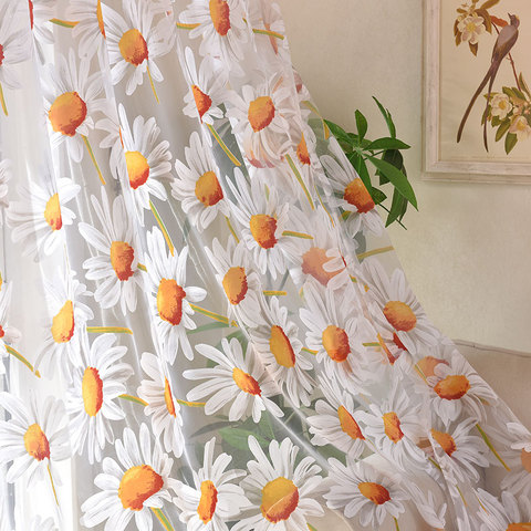 Rideaux en Tulle à fleurs de soleil, pour salon, chambre à coucher cuisine, Voile Floral jaune, pour fenêtres, stores ► Photo 1/6