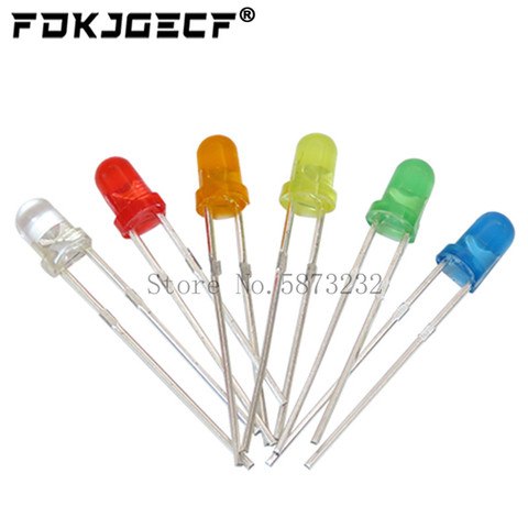 5 couleurs * 20 pièces = 100 pièces/1 couleur = 100 pièces F3 3mm Diode LED lumière Kit assorti vert bleu blanc jaune rouge Orange composant kit de bricolage ► Photo 1/1