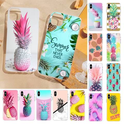 FHNBLJ coque de téléphone noir ananas pour iPhone 8 7 6 6S Plus X 5S SE 2022 XR 11 12 pro XS MAX ► Photo 1/6