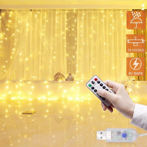3M LED fée lumières guirlande rideau lampe télécommande USB chaîne lumières pour nouvel an fête de noël jardin maison mariage décor ► Photo 1/6