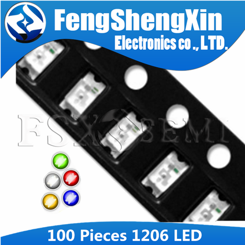 Diodes électroluminescentes, 100 LED, 1206x3.2 MM, mise en évidence SMD, rouge, blanc, jaune, bleu, vert, orange, 1.6 pièces/lot ► Photo 1/1