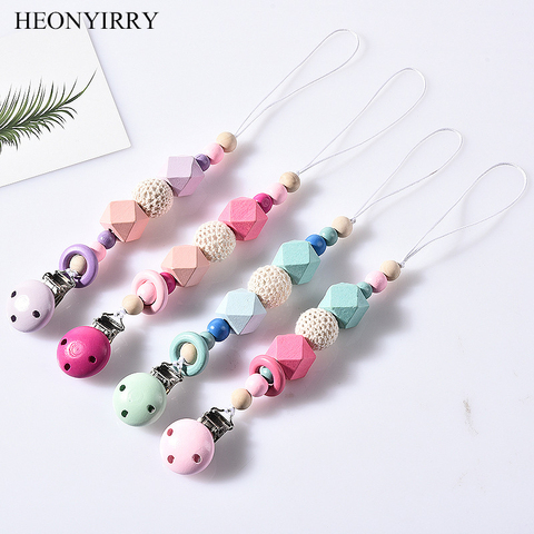 Bricolage Colorfull en bois bébé sucette Clips drôle sucette chaîne pour bébé alimentation en peluche dentition mâcher jouet factice Clips sans BPA ► Photo 1/6