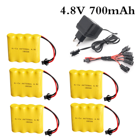 Batterie Rechargeable 4XAA télécommande jouet voiture batterie 4.8V 700mAh ni-cd batterie SM-2P avec chargeur 4.8V 4.8V ni-cd ► Photo 1/5