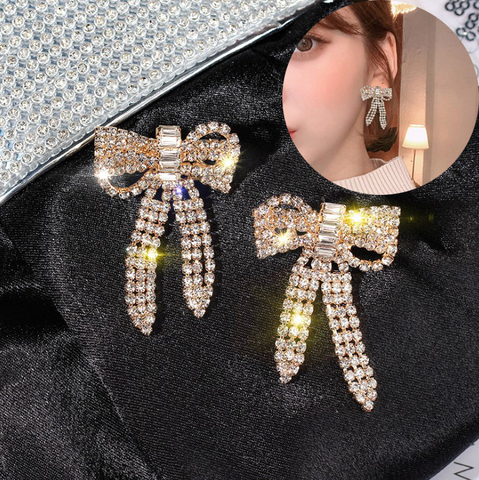 Hyperbole – boucles d'oreilles en strass pour femmes, gros nœud papillon, cristal, luxe, cadeau de mariage ► Photo 1/6