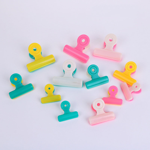 Clips de sac de scellage en plastique, 5 pièces, outils de stockage de snacks, porte-fichier de bureau, accessoires de cuisine, couleur bonbon, Clip de fermeture des aliments ► Photo 1/6