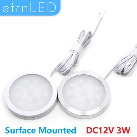 Etrn – Mini Spot lumineux de plafond Ultra-mince, 3W, 12V, montage en Surface, lampe ronde à intensité variable, pour vitrine de cuisine, maison ► Photo 1/6