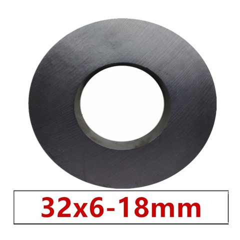 Lot de 5 à 50 aimants en Ferrite, anneau avec trou de 32x6mm, 18mm, haut-parleur rond noir, Y30, 32x6mm, avec trou de 18 MM, 32mm x 6mm ► Photo 1/6