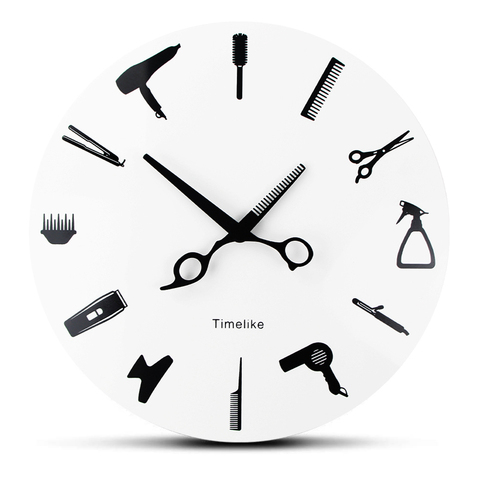 Horloge murale De Salon De coiffure, outils De styliste, Design moderne, nouveauté, décoration De maison ► Photo 1/6