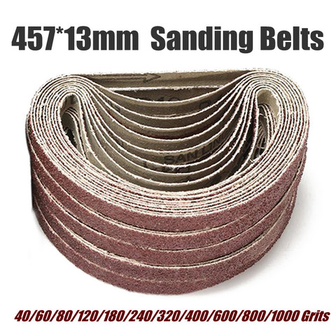 10 pièces 13*457MM bandes abrasives 40-1000 grains papier de verre bande Abrasive pour ponceuse ceinture outil abrasif bois doux métal polissage ► Photo 1/6