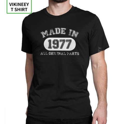 Hommes T-Shirts fabriqués en 1977 T-Shirts toutes les pièces d'origine joyeux anniversaire populaire manches courtes anniversaire T-Shirts vêtements coton ► Photo 1/6