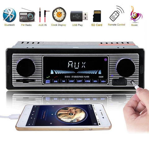 Autoradio sans fil Bluetooth, lecteur MP3 Vintage 1 din, AUX USB, FM, TF, disque U, récepteur Audio stéréo rétro, accessoires de voiture ► Photo 1/6