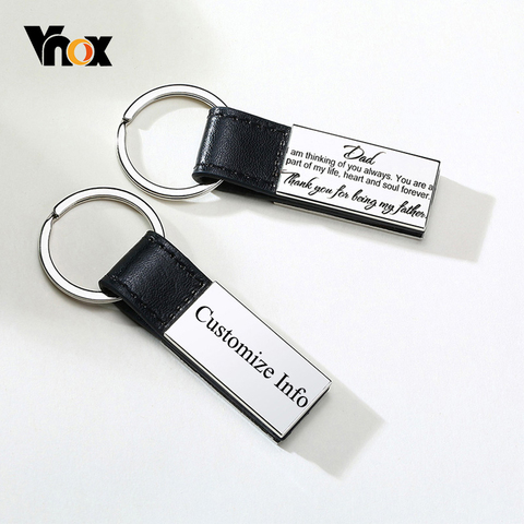 Vnox-porte-clés en acier inoxydable, gravure personnalisée gratuite, bijoux pour hommes, pour mon père mari, cadeaux d'amour familial ► Photo 1/6