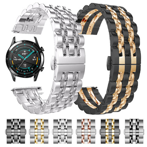 Bracelet en acier inoxydable pour montre HUAWEI GT 2, en métal, 46mm, 42mm, GT2 Pro, HONOR Magic ES, 20mm, 22mm ► Photo 1/6