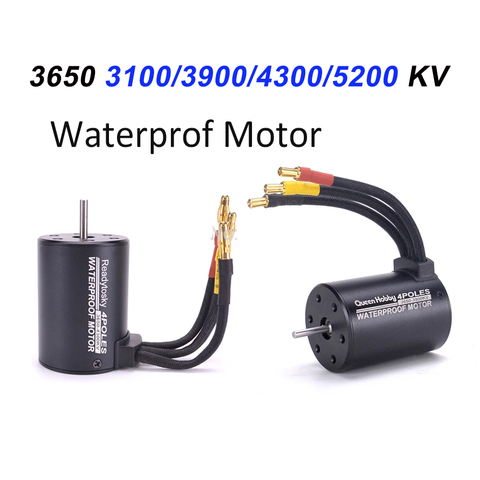 Moteur sans brosse imperméable de 3650 3100kv/3900KV 4300KV/5200kv avec l'esc sans brosse du soutien 60A de prise de banane de 4mm pour la voiture 1/10 de RC ► Photo 1/6