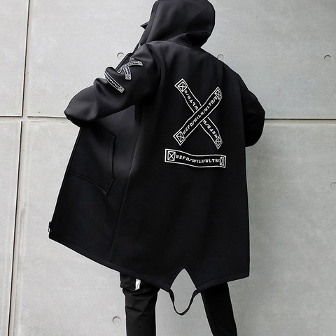 Veste à capuche pour homme, coupe-vent imprimé Harajuku, pardessus à ruban, vêtements d'extérieur décontractés, Hip Hop, Streetwear, automne 2022, LBZ155 ► Photo 1/6