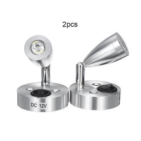 2 pièces DC12V 3W 6000K blanc froid LED Spot lampe de lecture RV caravane Camp bateau mur lampe de chevet bateau maison remorque éclairage intérieur ► Photo 1/6