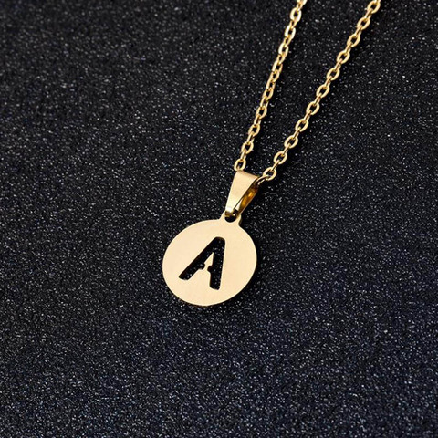 2022 nouveau or creux lettre collier pour femmes en acier inoxydable initiale Alphabet pendentif chaîne colliers tour de cou nom collier mujer ► Photo 1/6