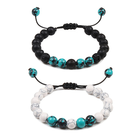 Bracelet de Distance en pierre naturelle pour hommes, Turquoises bleues, pierre de lave, Yin Yang, tissé perlé, cadeaux pour meilleurs amis ► Photo 1/6