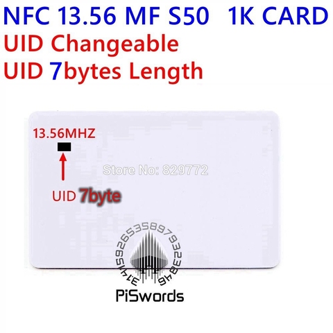 Carte magique chinoise MF S50 NFC 13.56Mhz UID 0, bloc de 7 octets réécriture, modifiable, copie Clone ► Photo 1/2