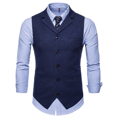 Gilet d'affaires pour hommes, Gilet formel, Gilet Slim de Style anglais, vêtements de mariage décontracté ► Photo 1/6