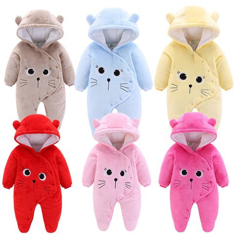 Barboteuse en polyester pour nouveau-né, vêtement d'extérieur pour bébé fille, enfants de 3 à 12 mois, veste à capuche d'hiver ► Photo 1/6