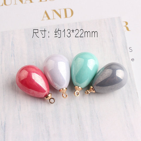 10 pièces/lot nouveau 13*22mm couleur bonbon Imitation coquille perle pendentif breloque ajustement Bracelets collier bricolage métal fabrication de bijoux ► Photo 1/5