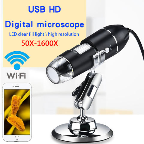 Endoscope électronique portatif portatif de grossissement de HD de loupe d'usb de Microscope numérique réglable de 1600X 2MP 8 LED ► Photo 1/6