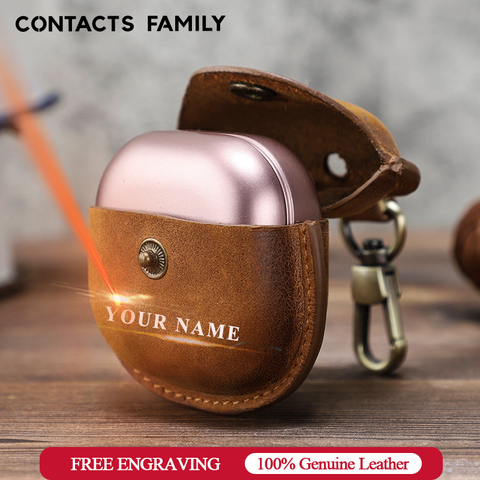 CONTACT'S FAMILY – étui de protection en cuir véritable pour Samsung Galaxy Buds Live, accessoire pour écouteurs, porte-clés ► Photo 1/6