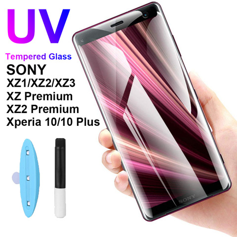 Protecteur d'écran pour SONY Xperia 10 PLUS X10 X10 + XZ1 XZ2 XZ3 XZ XZ2, 9D UV, liquide incurvé, colle complète, Premium ► Photo 1/6