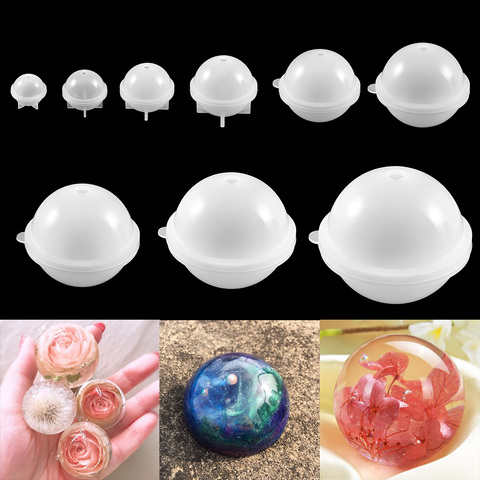 1 pièces cristal boule ronde Silicone moules 3D boule pendentif artisanat résine époxy moule pour bijoux à bricoler soi-même faire des résultats outils fournitures ► Photo 1/6