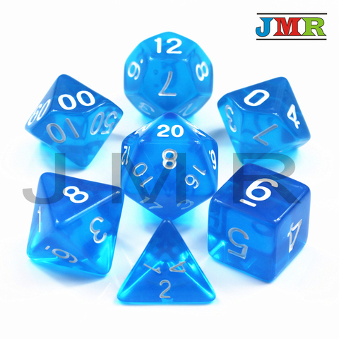 Ensemble coloré Transparent de 7 pièces avec des dés de jeu de Poker à effet bonbon, couleur bleue DnD D4,d6,d8,d10,d12,d20 pour Rpg Deskgame ► Photo 1/6