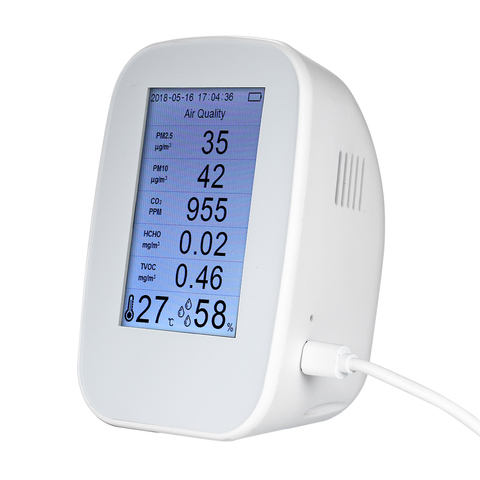 Thermomètre et hygromètre numérique d'intérieur/extérieur, PM2.5/HCHO/TVOC, testeur CO2, moniteur de qualité Air, analyseur de gaz ► Photo 1/6