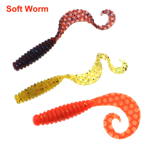 Lot d'appâts artificiels en Silicone souple pour la pêche, pack de leurres pour attraper des poissons tels que les carpes, les bars, les vers, 55/65/75/85mm, 8 à 15 pièces ► Photo 1/6