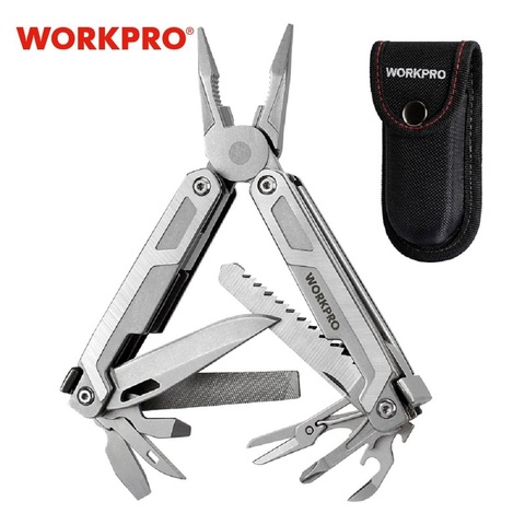 WORKPRO pince coupe-fil à scie, outil multi-usage 15 en 1, outil de poche 15 en 1, outils utilitaires en acier inoxydable EDC dénudeur de fil ► Photo 1/6