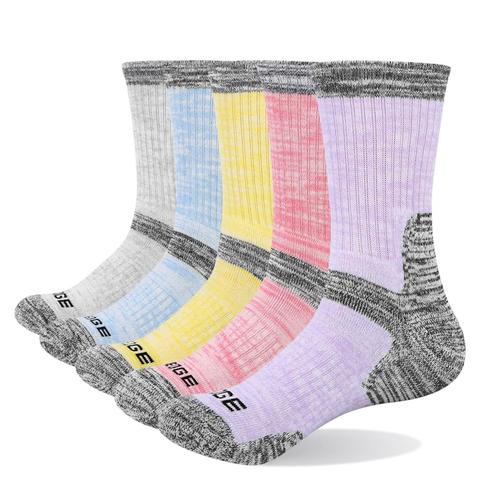 YUEDGE-chaussettes en coton pour femmes, à coussin, pour équipage, pour Sports de plein air, escalade, randonnée, Trekking, décontractées, 5 paires, Lot 37-44 EU ► Photo 1/5