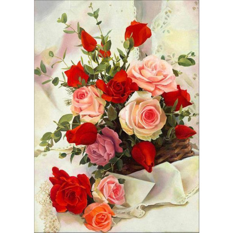 Kits de broderie de roses en fil de coton imprimé, 11CT, pour bricolage, couture, décoration de maison, offre spéciale ► Photo 1/6