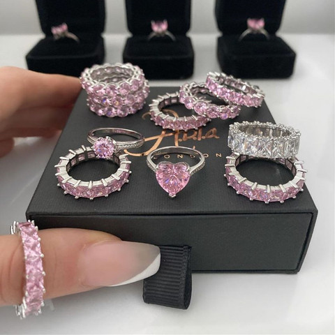 2022 nouvelle mode de luxe 925 en argent Sterling rose fiançailles alliance anneau d'éternité pour les femmes cadeau de noël amour bijoux Z2 ► Photo 1/6