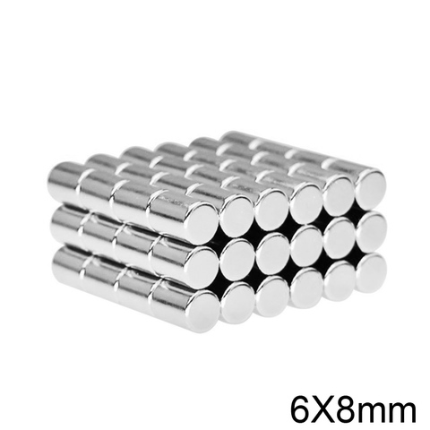 Aimants permanents surpuissants en néodyme, lot de 10/20/100 pièces, 6x8mm, 6x8mm, N35 ► Photo 1/6