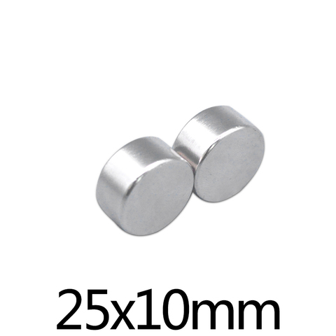 1/2/5 pièces 25x10mm cylindre fort terres rares aimant 25mmX10mm rond néodyme aimants 25x10mm N35 disque aimant 25*10mm ► Photo 1/3