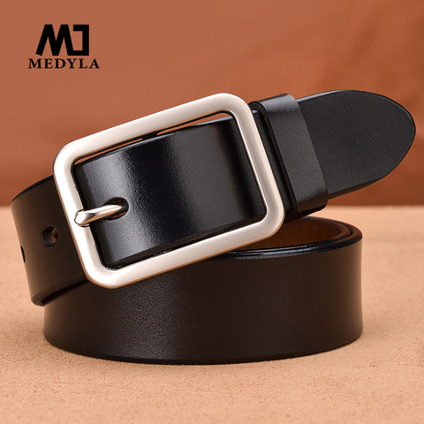 MEDYLA-ceinture avec boucle ardillon en cuir unisexe, Vintage, à la mode, pour Jeans, pour hommes et femmes ► Photo 1/6
