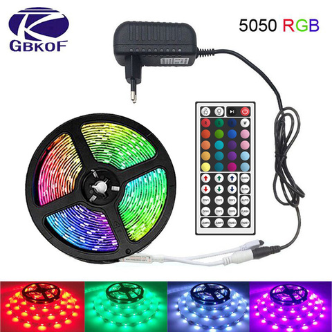 10 M 5 M 3528 5050 RGB LED bande lumière non étanche led lumière 10 M flexible rgb diode led bande ensemble + Télécommande + Puissance adaptateur ► Photo 1/6